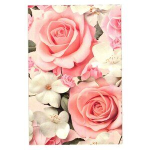 Floral Art Postcard Pink Roses Dogwood Blooms Shabby Chic Retro Design Love Gift